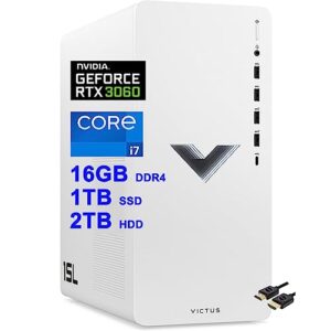 HP Victus 15L Gaming Desktop Computer | 12-Core i7-12700 Processor | 16GB DDR4 1TB SSD + 2TB HDD | Nvidia Geforce RTX 3060 12GB GDDR6 Graphic | USB-C DiplayPort Win11 + HDMI Cable